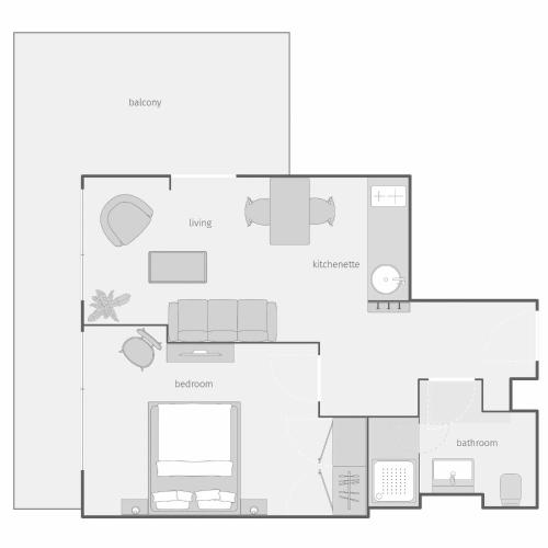 a floor plan of a house at smartments Berlin City West in Berlin