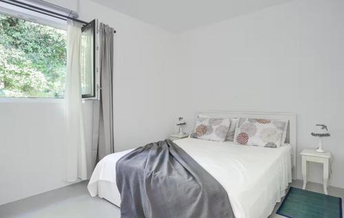 a white bedroom with a bed and a window at Gorgeous Home In Fazana in Fažana