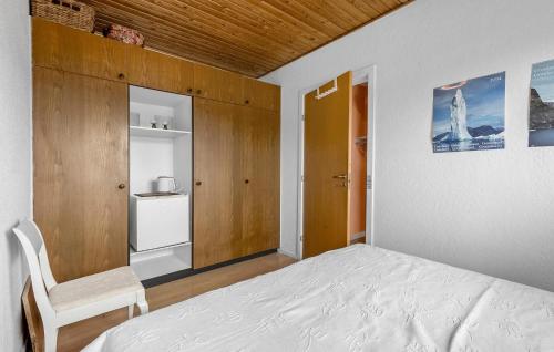 a bedroom with a bed and a chair at Cozy Home In Årslev With Wifi in Årslev