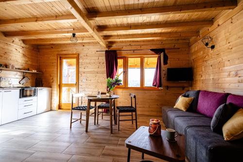 a living room with a couch and a table at Brvnare Bor i Jela in Vrdnik