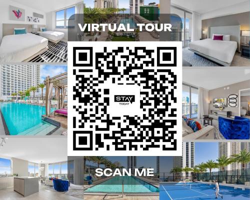 a puzzle of a hotel room with a virtual tour scan me at Hyde Beach House - Stunning 2bd 2ba - Apt - Ocean & Intercostal views in Hollywood