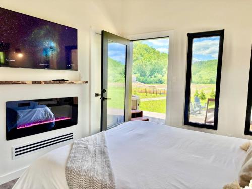 Μια τηλεόραση ή/και κέντρο ψυχαγωγίας στο Wildflower Walk at Three Suns Cabins