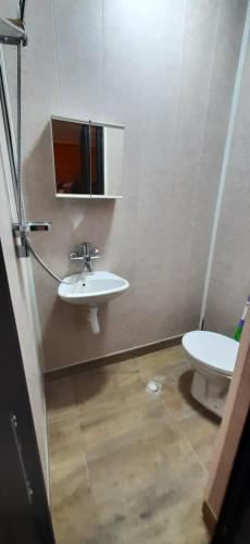 a bathroom with a sink and a toilet at Бунгало Шангри Ла-3, плаж Градина in Sozopol