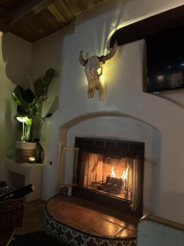a fireplace in a living room with a fire place at Luxury 5 bedroom Wine Retreat Fallbrook Villa sleeps 12 in Fallbrook
