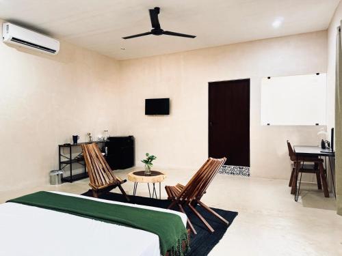 TV a/nebo společenská místnost v ubytování Hotel Casa Nudo, Mérida