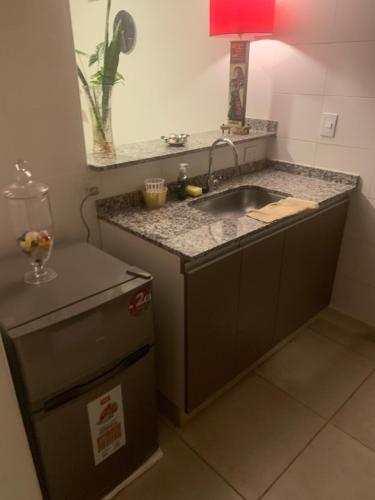 una cocina con fregadero y encimera en Belgrano, en Salta