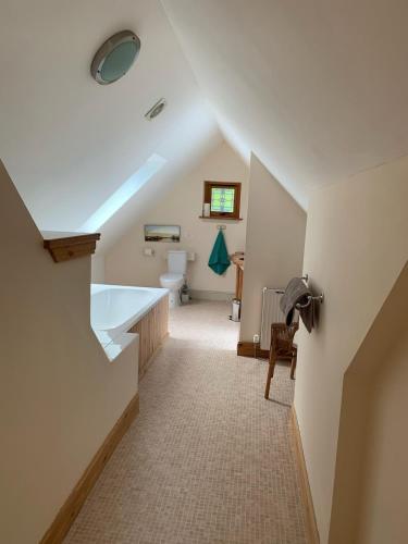 ストロームフェリーにあるThe Neuk Achmore Plocktonの屋根裏のバスルーム(洗面台、トイレ付)