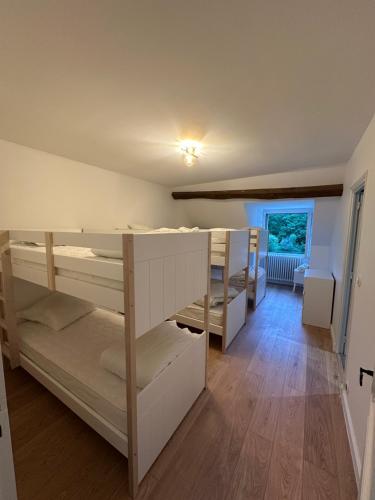 una habitación con varias literas en una habitación en Domaine de Chevillons, en Chevillon-sur-Huillard