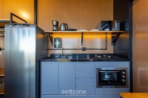 Dapur atau dapur kecil di Cabana com jacuzzi e vista na serra | VST036