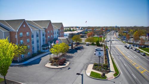 an aerial view of a street in a city at Parkview Inn & Suites, Lancaster Amish Country, PA in Lancaster