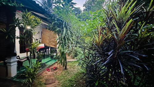 a house with a pool in the middle of plants at Sigiriya Sachin Lodge in Sigiriya