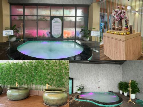 a large pool in a room with at Flamingo Hải Tiến Tầng 15 View Hướng Biển, Cực Chill in Thanh Hóa