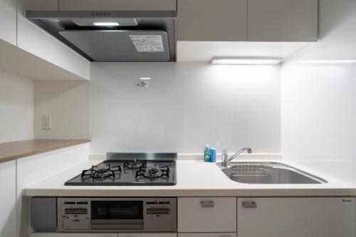 a kitchen with a stove and a sink at GRO-BEL THE KLES Kamata in Tokyo