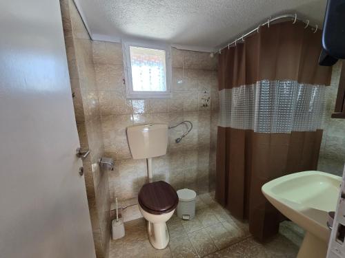 a bathroom with a toilet and a sink and a shower at Casa Di Oliva in Vergia