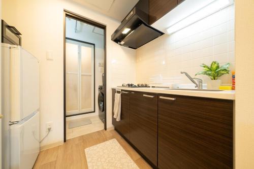 a kitchen with a sink and a counter top at Abe101 in Sapporo