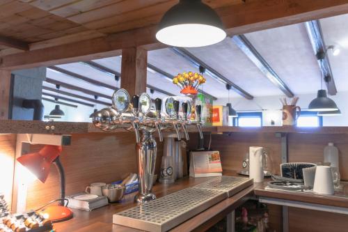 a kitchen with a counter with a mixer on it at Hrad Tolštejn - turistické ubytování in Jiřetín pod Jedlovou