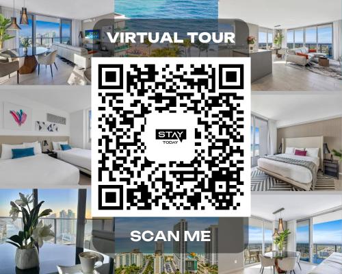 a collage of photos of a hotel room with a virtual tour at Hyde Beach House - Luxury 2-Bedroom - Gorgeous view - Resort amenities - Rooftop pool - Hot tub - Tennis court - Minutes to the ocean in Hollywood