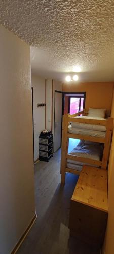 une chambre avec deux lits superposés dans une pièce dans l'établissement Magnifique studio style montagnard, à Thollon-les-Mémises