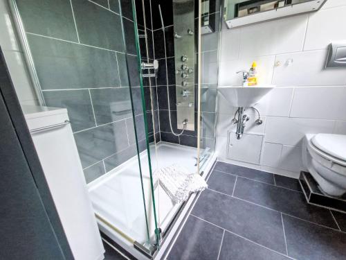 a bathroom with a shower and a toilet at Holiday Home Winnetou by Interhome in Machtlos