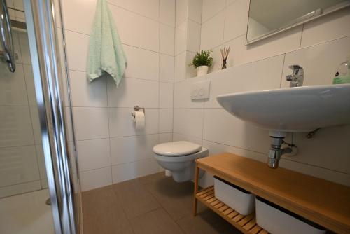 a bathroom with a sink and a toilet at The Lanica - Spaanse Galeien 109, luxury holiday home, complety renovated in 2025 in Cadzand
