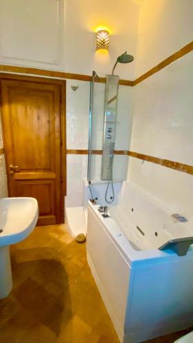 a bathroom with a shower and a sink at La terrazza di Andrea in Bolsena