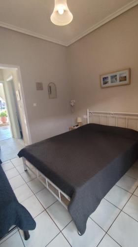 a bedroom with a large bed in a room at Garden House Katerina in Leptokaria
