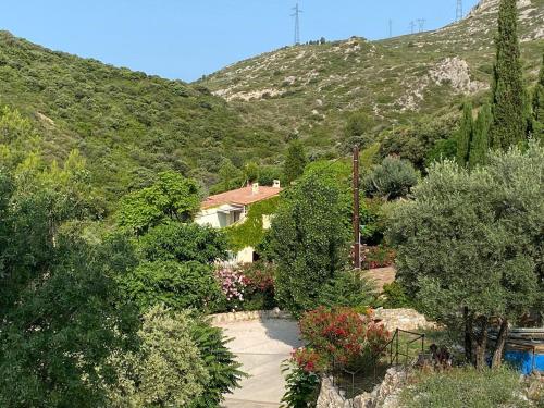 une maison sur une colline avec des buissons et des arbres dans l'établissement The Bastide des Collines, à Aubagne