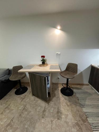 a room with two chairs and a table in a room at Apartmán pod Jáchymovem in Karlovy Vary