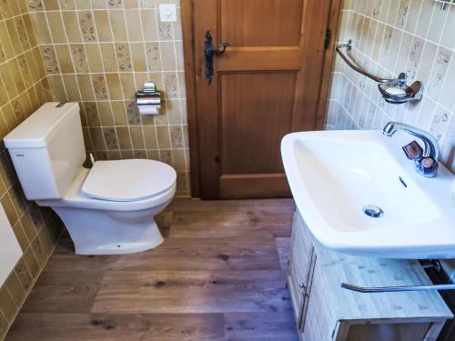 a bathroom with a toilet and a sink at Apartment Chalet Tiptop by Interhome in Les Diablerets