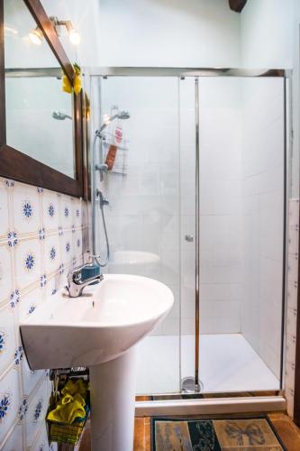 a bathroom with a sink and a shower at *La Torre Di Amelia* Nel Cuore Dell' Umbria in Amelia