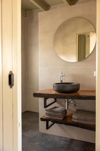 a bathroom with a sink and a mirror at De Lierhand in Lier