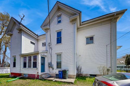 a white house with a gambrel roof at Windows on the Sea in Rockland