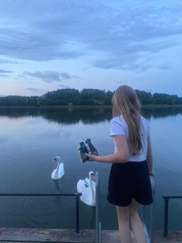Výhled na řeku, která protéká v blízkosti prázdninového domu