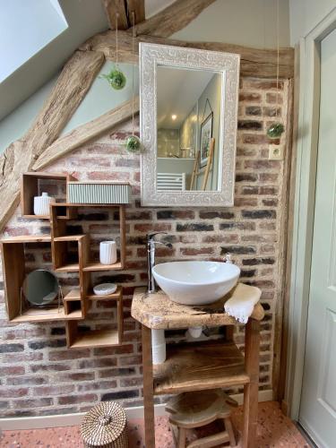 a bathroom with a sink and a mirror at BENE A CASA Chambres d'hôtes in Veuzain-sur-Loire