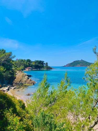 - une vue sur l'océan depuis une falaise dans l'établissement Rénové 2025 - 6 personnes - Clim Parking Piscine Terrasse, à Saint-Raphaël