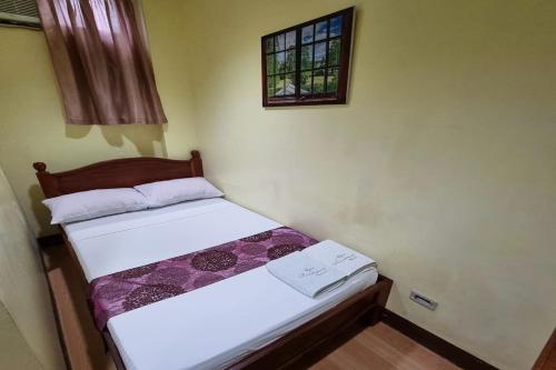 a small bedroom with a bed and a window at Mojica Residencia Hotel in Vigan