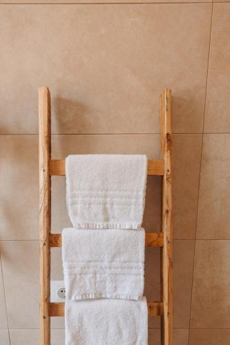 a towel rack with two towels on it in a bathroom at La Casa Di Pinocchio in Enna