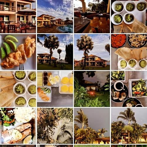 a collage of pictures of food on plates at Hôtel de la Palmeraie in Bujumbura