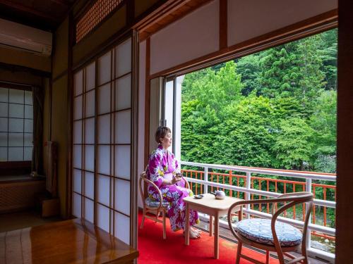 洞川温泉湯宿丸文にあるバルコニーまたはテラス