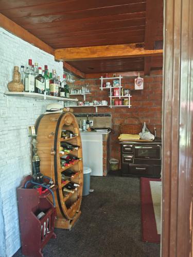 a room with a kitchen with a wine cellar at Ambijent house in Železnička Stanica Ovčar Banja