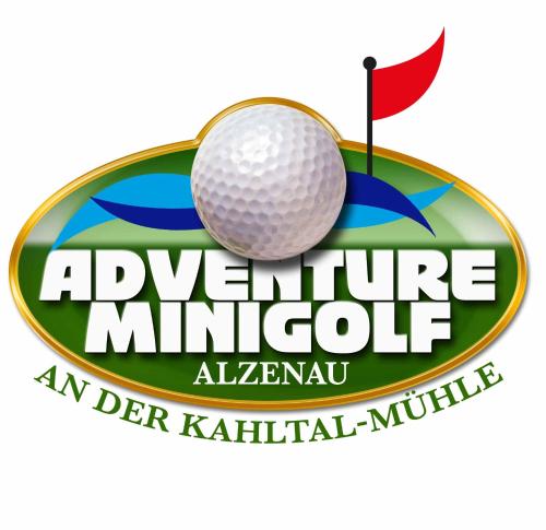 a golf tournament logo with a golf ball and a flag at Landhotel Kahltalmühle in Alzenau in Unterfranken