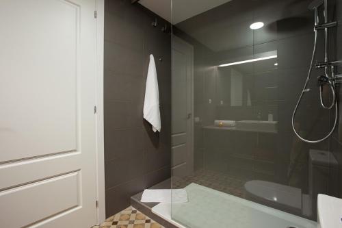 a bathroom with a shower and a sink at Rent Top Apartments Rambla Catalunya in Barcelona