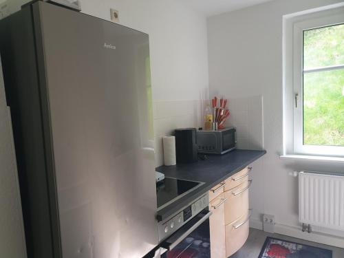 Kuchyň nebo kuchyňský kout v ubytování Ferienwohnung am Tharandter Wald