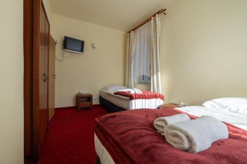 Postel nebo postele na pokoji v ubytování Żegiestów 35