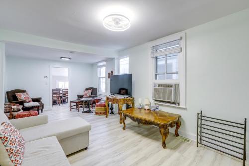 a living room with a couch and a table at Walk to Ocean Grove Beach Apt in New Jersey in Ocean Grove