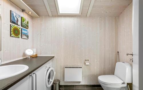 a bathroom with a toilet and a sink at Nice Home In Korsør With Wifi in Korsør
