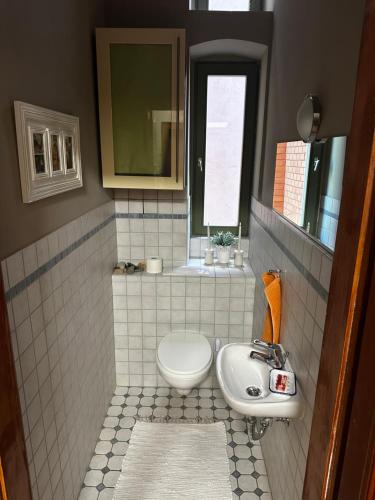 a bathroom with a toilet and a sink at Villa Illuminati in Gotha