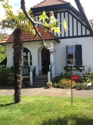 une maison avec un palmier devant dans l'établissement manhé, à La Teste-de-Buch