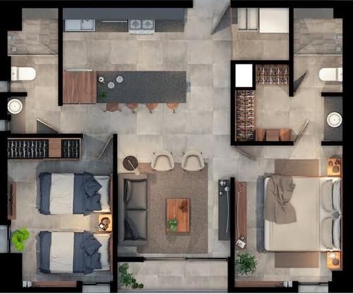 a rendering of a floor plan of a house at Departamento residencial con alberca y gym in Guadalajara