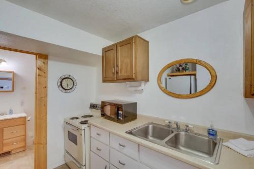 una cucina con lavello e microonde di Bear Lake Charming Apartment w Kitchen a Paris